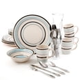 thumbnail image 1 of Gibson Deluxe Essentials 32 Piecess Dinnerware Combo Set-Blue, 1 of 6