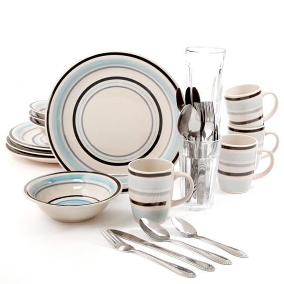 Gibson Deluxe Essentials 32 Piecess Dinnerware Combo Set-Blue