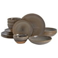 thumbnail image 1 of Gibson Elite 16 Piece Terra Double Bowl Terracotta Reactive Dinnerware Set - Earthy Brown, 1 of 5