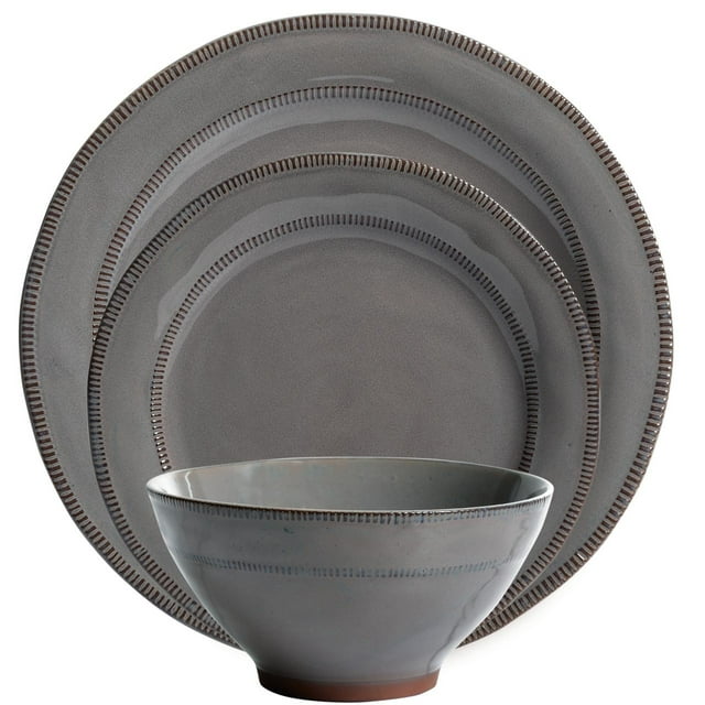 Gibson Elite 18 Piece Terranea Dinnerware Set - Gray