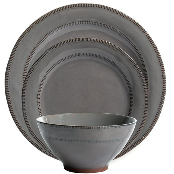 Gibson Elite 18 Piece Terranea Dinnerware Set - Gray