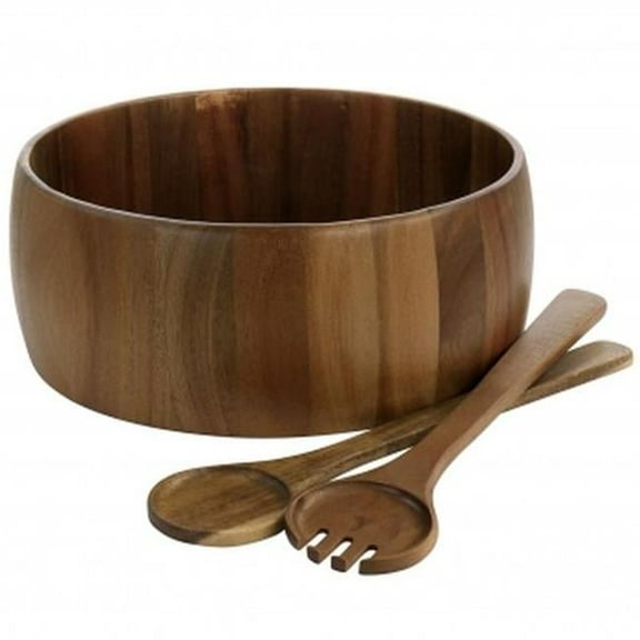 Gibson Elite 78975.03 Acacia Wood Salad Bowl & Spoon Set, Brown - 3 Piece