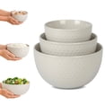 thumbnail image 1 of Gibson Elite 3-Piece Stoneware Mixing Bowl Set, 6.6", 7.9", 9.6" - Modern Stoneware Dishware, Dishwasher Safe & Microwave Safe - Space-Saving & Stackable Bowl Set for Cooking, Baking, Serving (Grey), 1 of 7