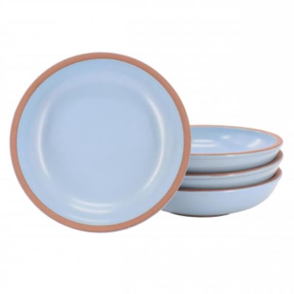 Gibson Elite Dumont 4 Piece Terracotta 9" Dinner Bowl Set in Light Blue