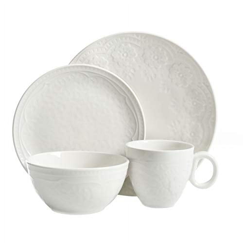 Gibson Elite Alemany 16 Piece Embossed Dinnerware Set White