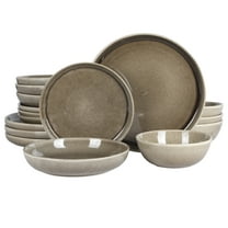 Gibson Elite Berea 16 Piece (Service for 4) Plates and Bowls Stoneware Dinnerware Set -Taupe