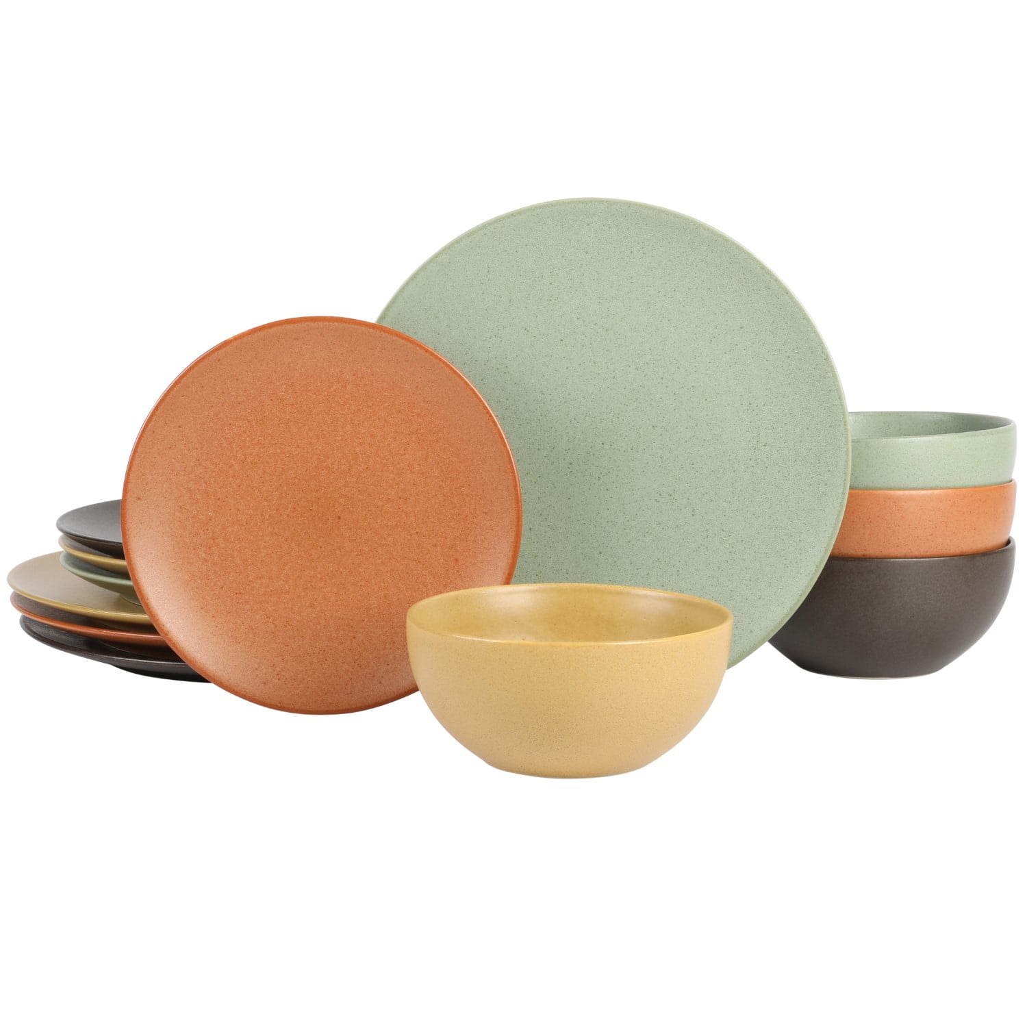 Capetown Assorted Color Reactive Glaze Ceramic Dinnerware Set, Service for 4
