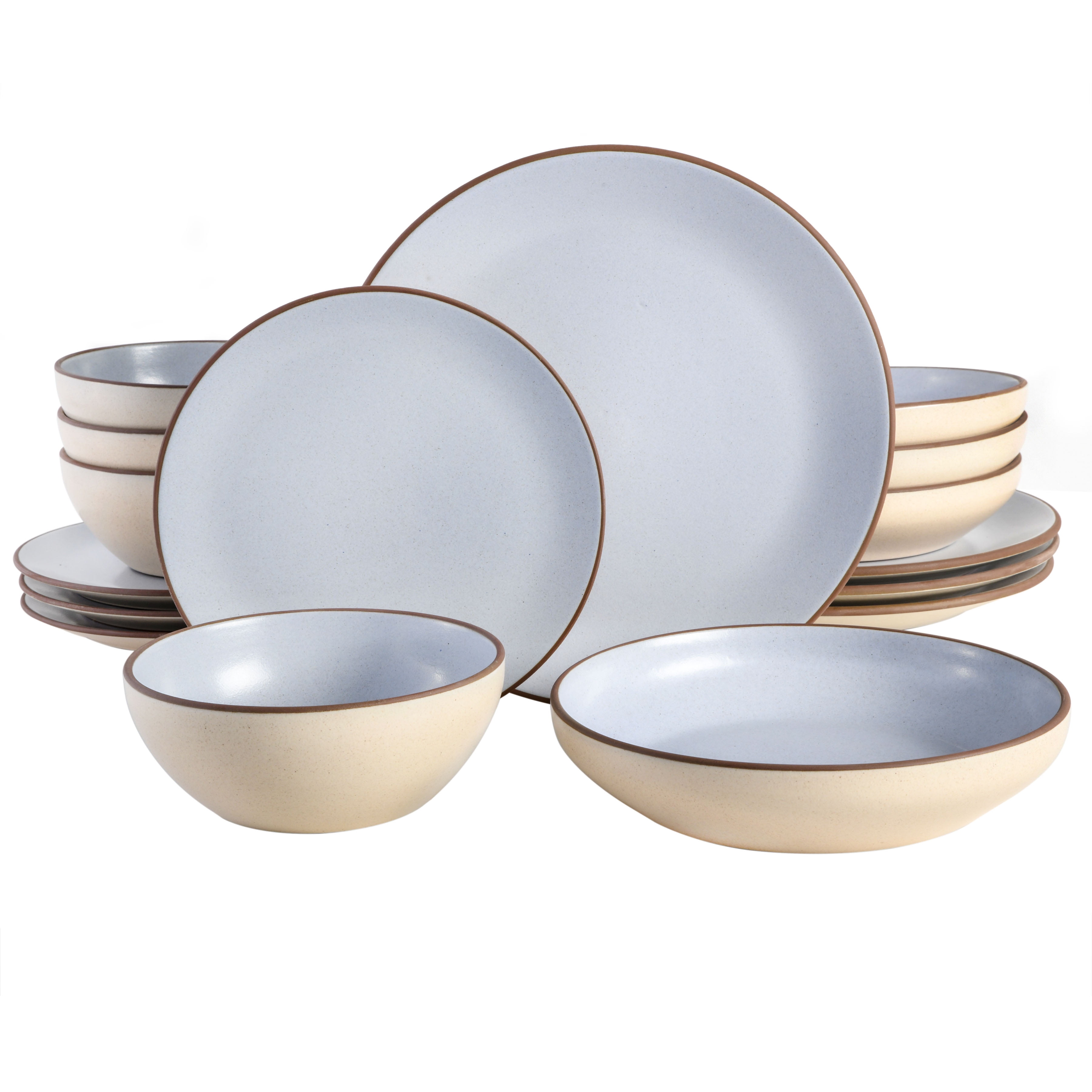 Light Blue Ceramic 16-Piece Dinnerware Set, Service for 4