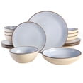 thumbnail image 1 of Gibson Elite Contempo Classic 16-Piece Double Bowl Dinnerware Set, Light Blue, 1 of 4