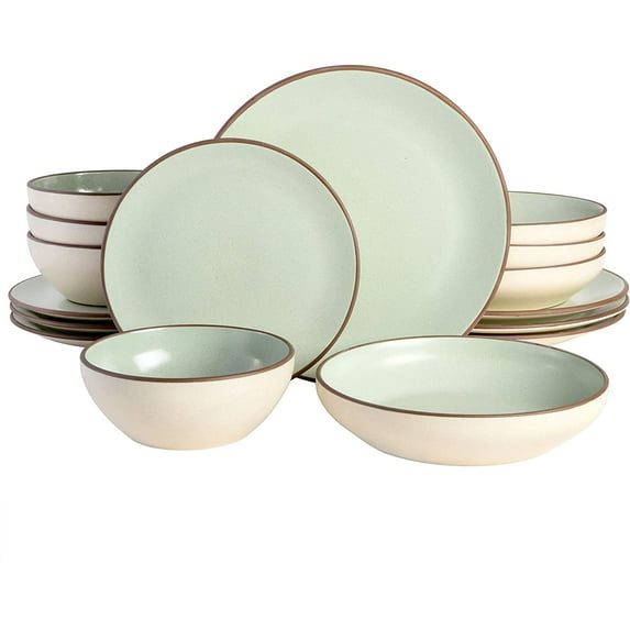 Gibson Elite Contempo Classic 16-Piece Double Bowl Dinnerware Set, Mint