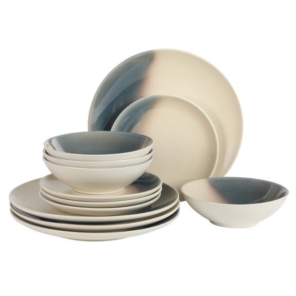 Gibson Elite Crescenton 12-Piece Blue Stoneware Dinnerware Set