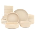 thumbnail image 1 of Gibson Elite Deerfield 16-Piece Stoneware Dinnerware Set – Stackable Plates and Bowls, Reactive Glaze Finish, Service for 4 - Cream White, 1 of 18