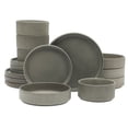 thumbnail image 1 of Gibson Elite Deerfield 16-Piece Stoneware Dinnerware Set – Stackable Plates and Bowls, Reactive Glaze Finish, Service for 4 - Soft Gray, 1 of 18