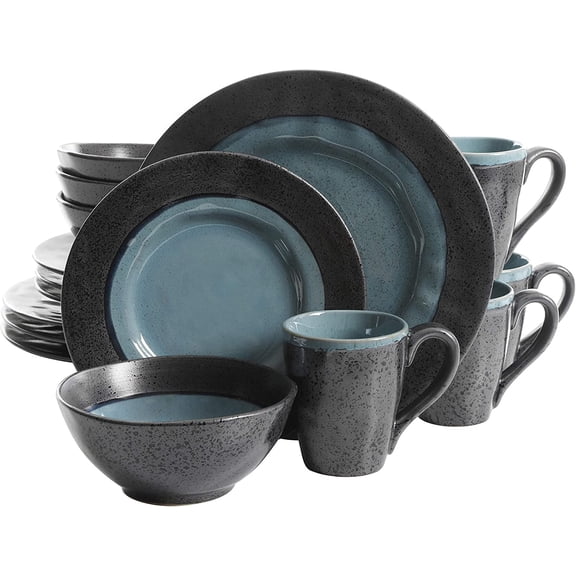 Gibson Elite Dragonstone 16-Piece Dinnerware Set - Aqua