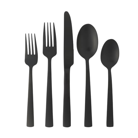 Gibson Elite Earlston 20 Piece Stainless Steel Flatware Set in Black