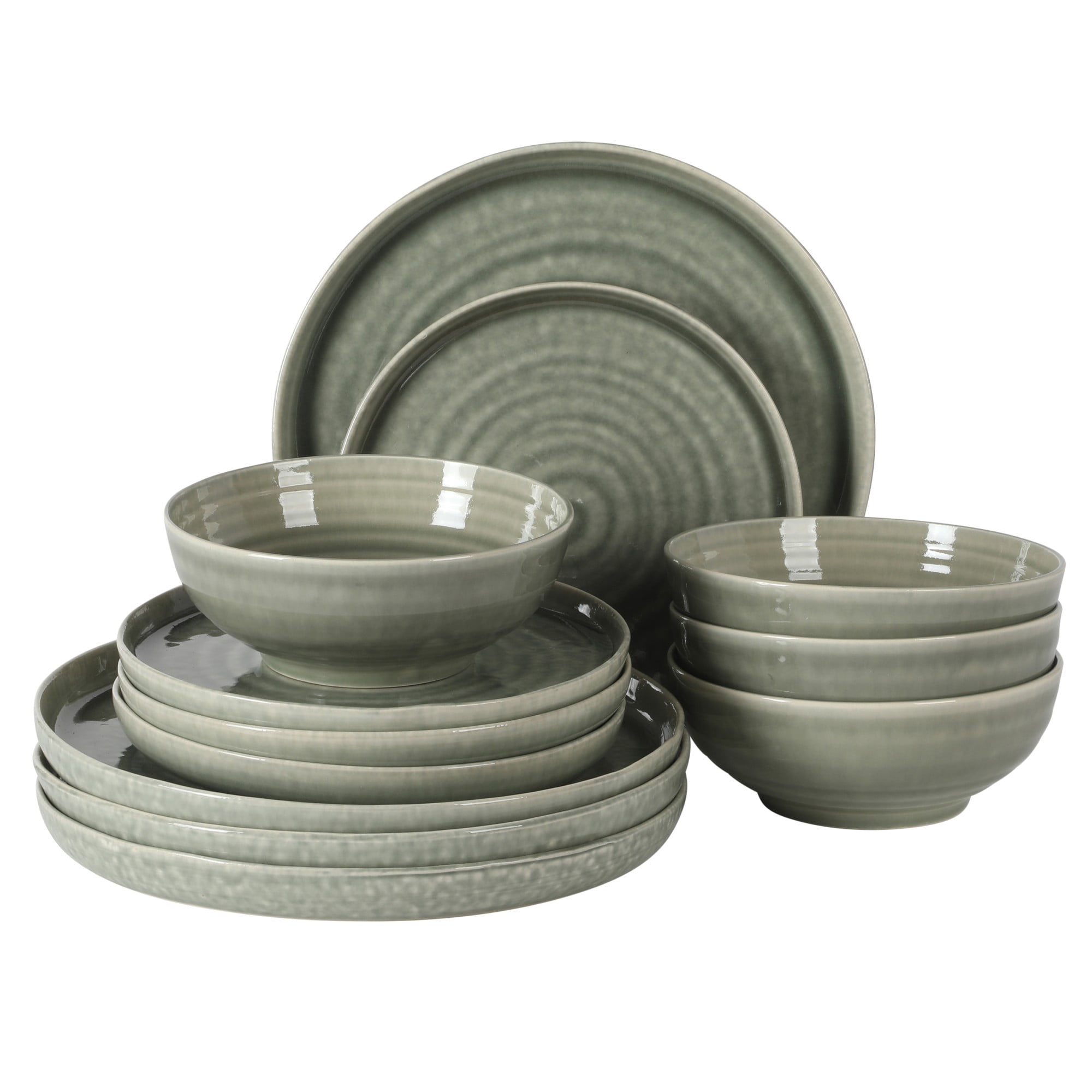 Gibson Elite Eclipse Swirls 12-Piece Taupe Stoneware Dinnerware Set