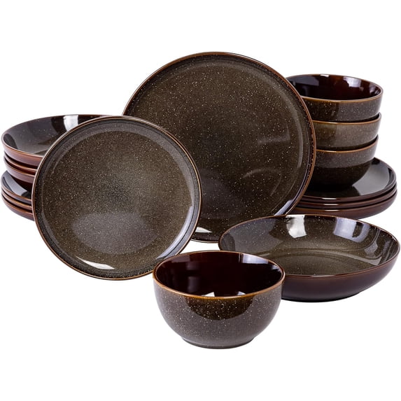 Gibson Elite Edwina Reactive Stoneware Dinner Bowls, Set of Four, Durable and Microwave Safe