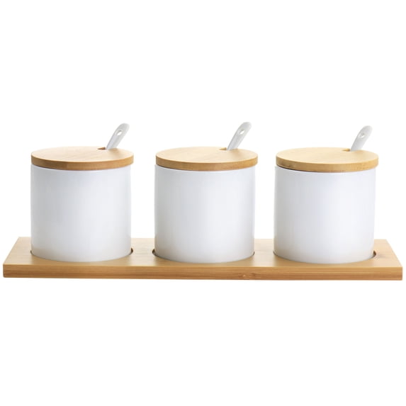 Gibson Elite Gracious Dining 10Pc Ceramic Condiment Jars Set White - 10 Piece