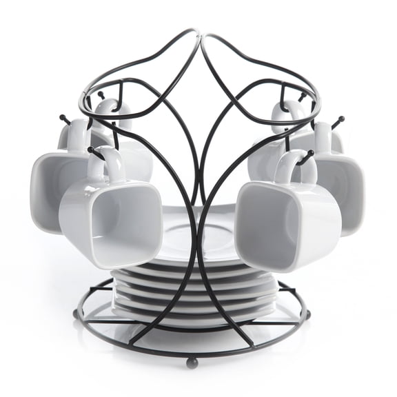 Gibson Elite Gracious Dining 13-Piece Porcelain Espresso Set, White