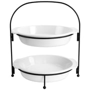 Gibson Elite Gracious Dining 3Pc 2 Tier Stoneware Pie Dish Set White