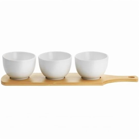 Gibson Elite 134045.04 Gracious Dining Fine Ceramic Tidbit Bowl Set with Base, White - 4 Piece