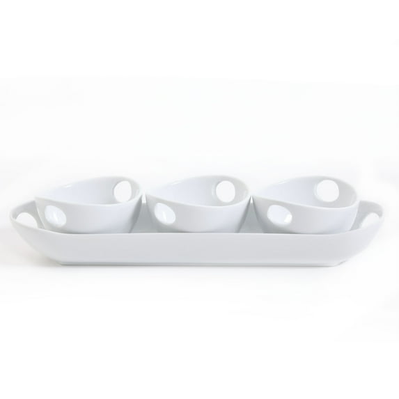 Gibson Elite Gracious Dining 4-Piece Tidbit Serving Dish, White