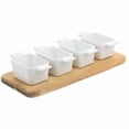 thumbnail image 1 of Gibson Elite 127271.05 Gracious Dining Fine Ceramic Tidbit Dish Set with Acacia Wood Base - 5 Piece, 1 of 5