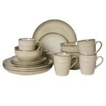 Gibson Elite Jasper 16 Piece Plates and Bowls Reactive Glaze Dishes Stoneware Ceramic Dinnerware Set - Service for 4