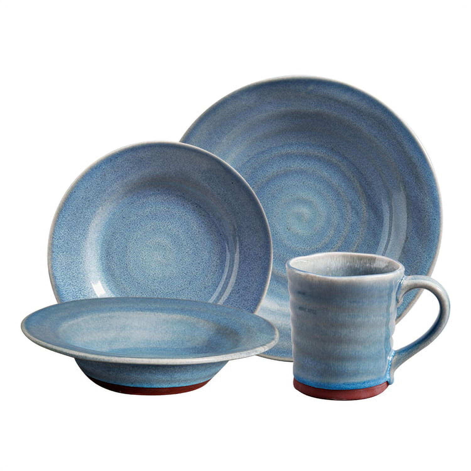 Gibson Elite Mariani Stoneware Kitchen Dinnerware Set (16 Pieces), Blue ...