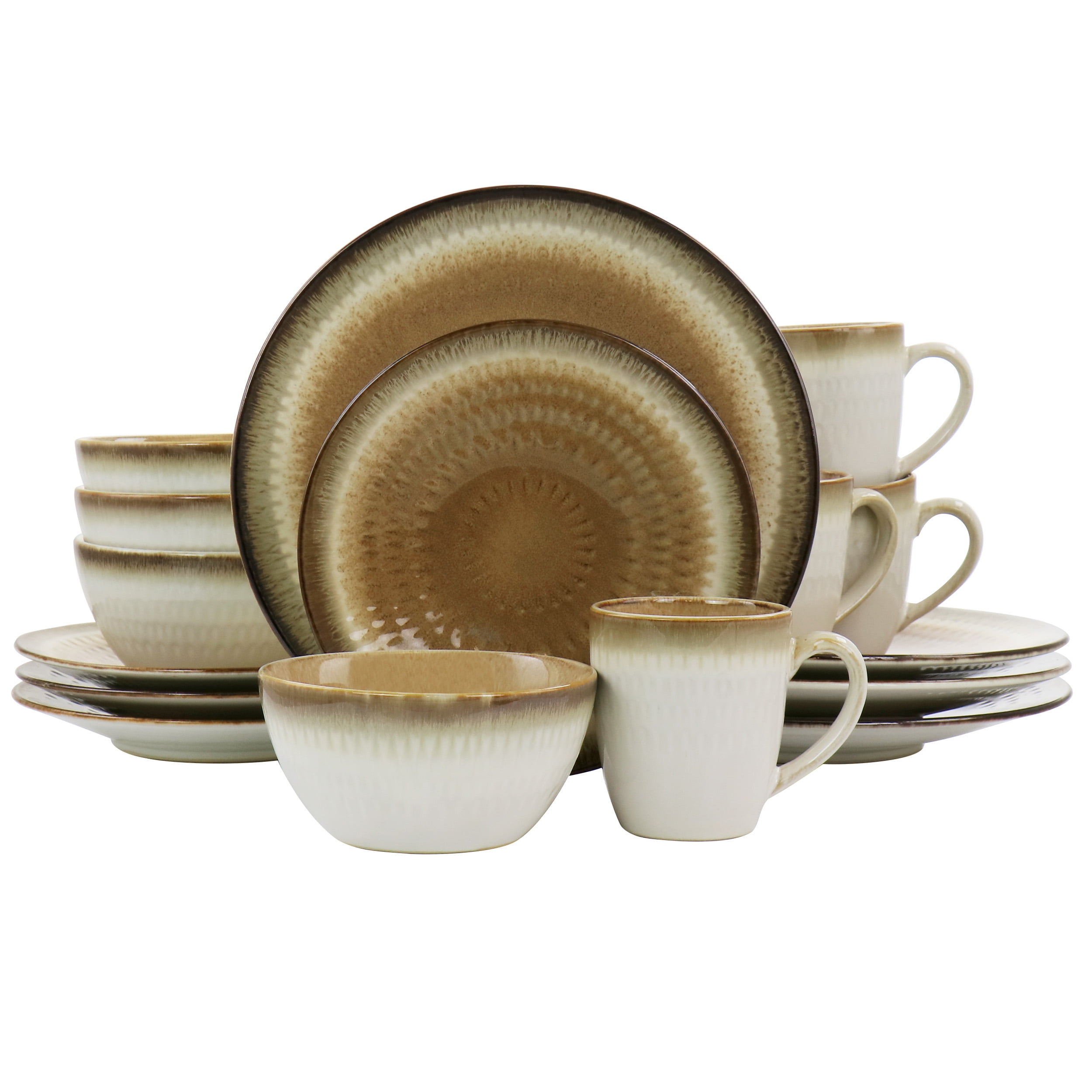 Gibson Elite Ceramic Dinnerware Set, 16 Pieces, Reactive Glaze