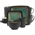 thumbnail image 1 of Gibson Elite Ocean Paradise 16Pc Square Glazed Dinnerware Kitchen Dish Set, Jade, 1 of 6
