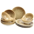 thumbnail image 1 of Gibson Elite Ombr 12 Piece Stoneware Double Bowl Dinnerware Set in Chestnut, 1 of 4