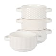 thumbnail image 1 of Gibson Elite Reactive Stoneware Soup Bowls with Handles, 6 Inch, Set of 4, White, 1 of 14