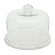 Gibson Elite Ridgehaven 11" Marble Cake Stand, Serving Platter, Charcuterie Board, and Center Piece Home D cor With Glass Lid