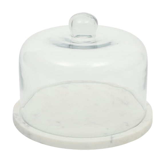 Gibson Elite Ridgehaven 11" Marble Cake Stand, Serving Platter, Charcuterie Board, and Center Piece Home Décor With Glass Lid