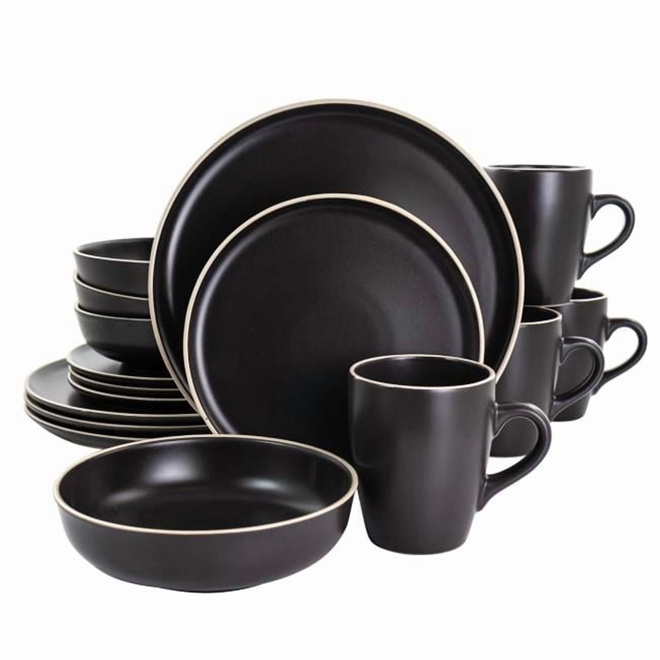Gibson Elite Serenade 16 Piece Round Stoneware Dinnerware Set in Black