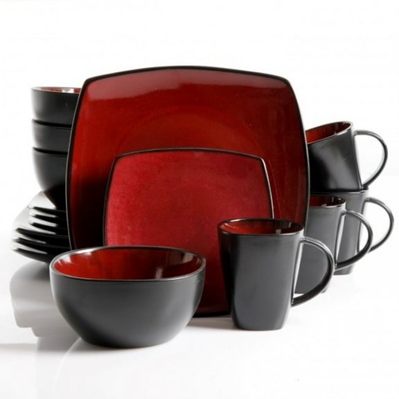Gibson Home Soho Lounge Dinnerware Set 16 Piece Red 93583795M