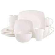 Gibson Elite Soho Lounge 16 Piece Square Fine Ceramic Dinnerware Set in White