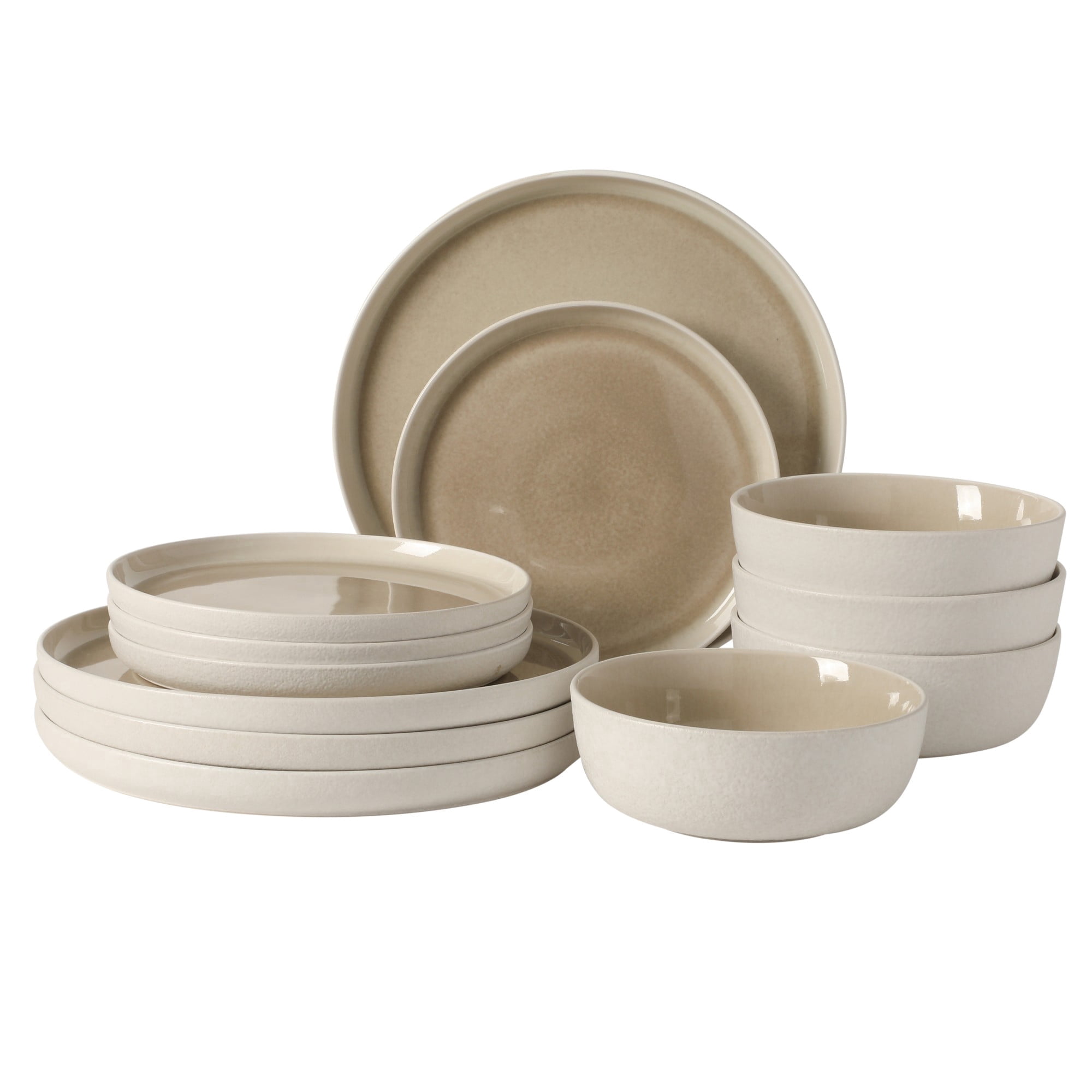 Gibson Elite Tahoe Sunset 12-Piece Reactive Stoneware Dinnerware Set – Matte Exterior & Shiny Interior Plates and Bowls, Durable Everyday Dish Set, Microwave & Dishwasher Safe - Blue