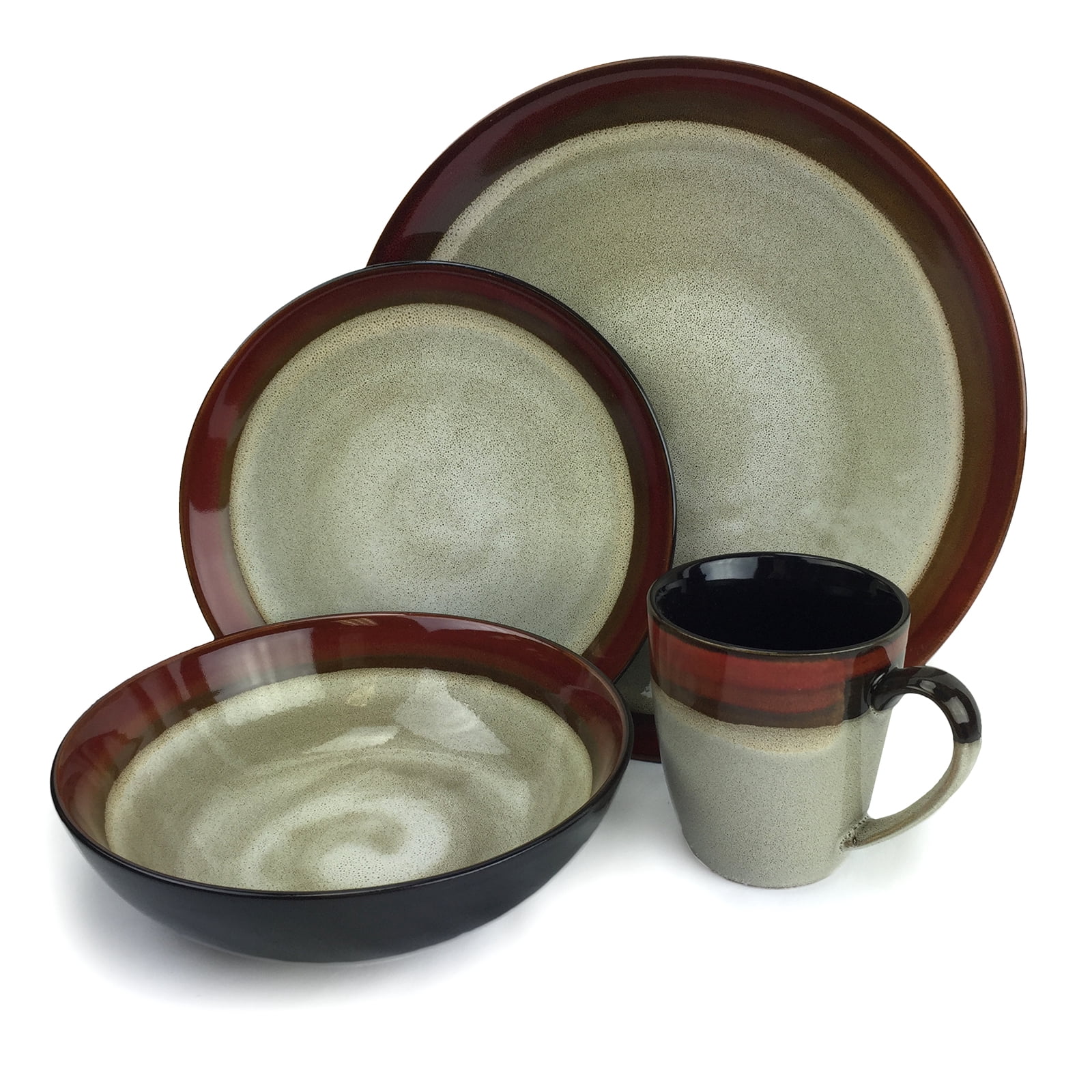 Gibson Elite Talbot 16pc Dinnerware Set - Red - Walmart.com