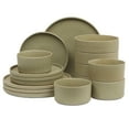 thumbnail image 1 of Gibson Elite Tatum Premium Porcelain 16 Piece (Service for 4) Plates and Bowls Dinnerware - Green, 1 of 15