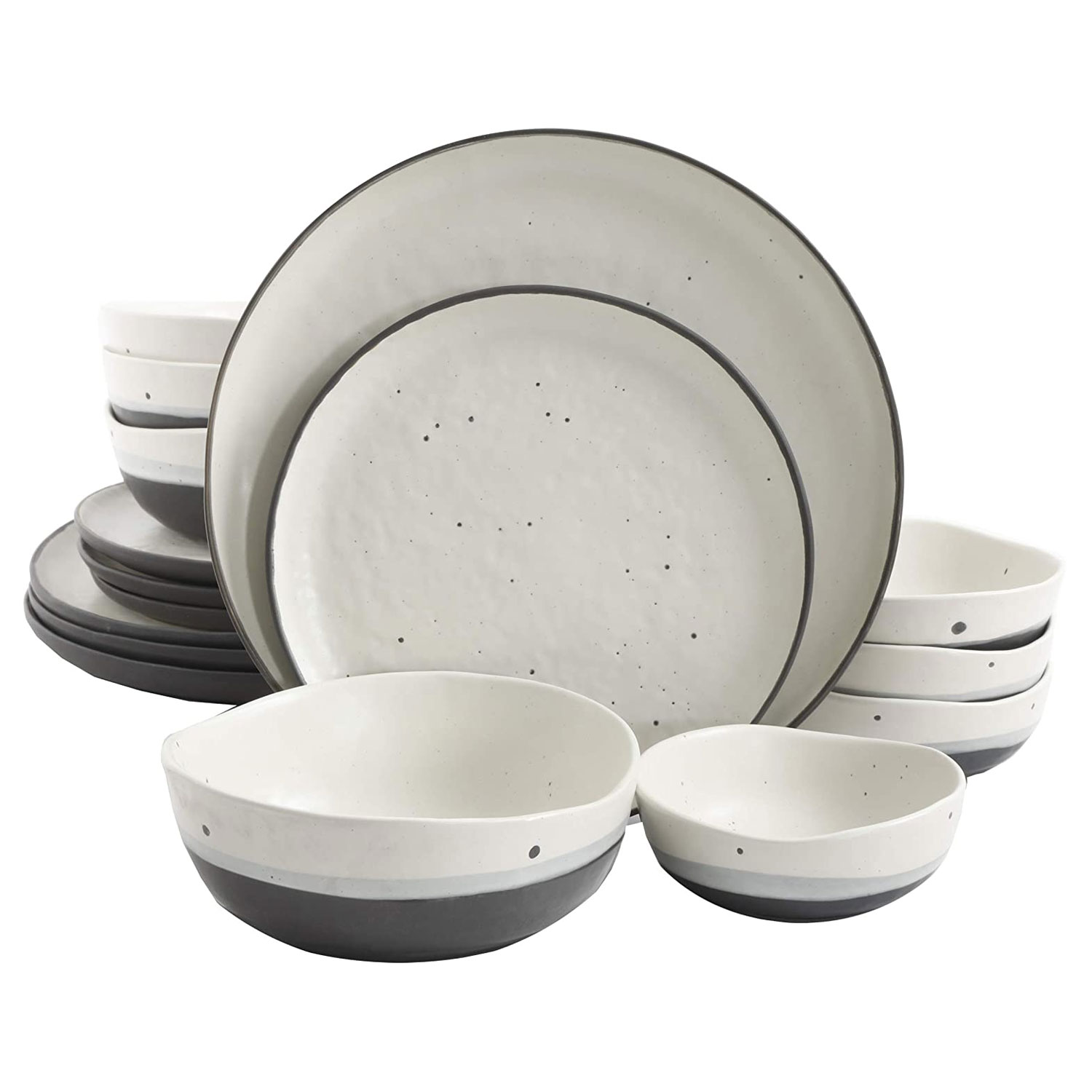 Thyme & Table Dinnerware Black & White Dot Stoneware Salad Round Plates