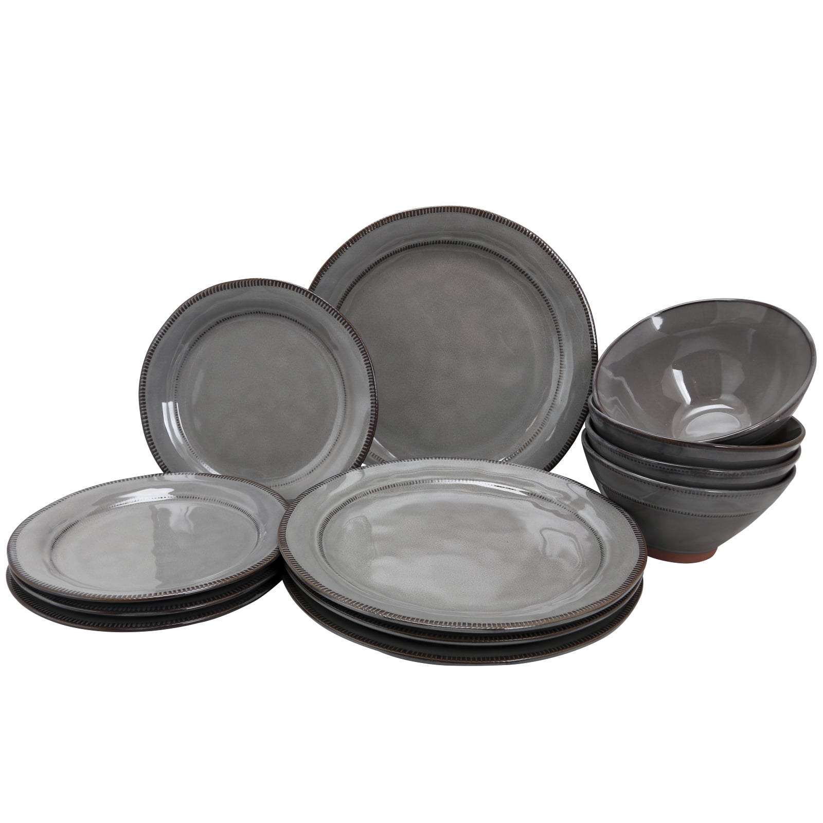 Gibson Elite Terranea 12 Piece Dinnerware Set in Grey