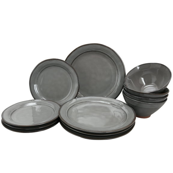 Gibson Elite Terranea 12 Pieces Dinnerware Set in Gray