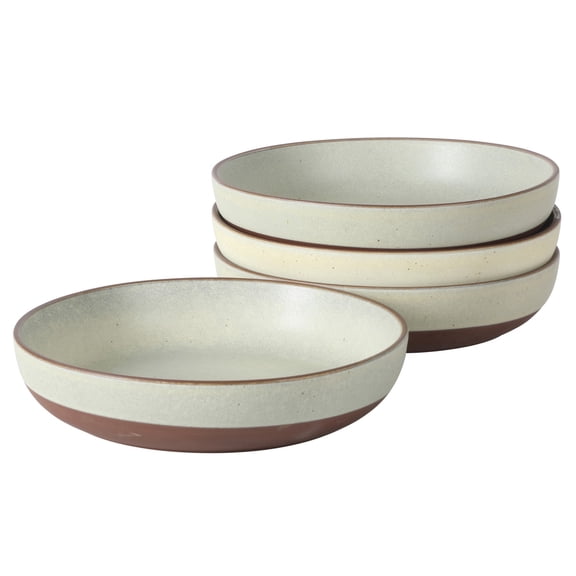 Gibson Elite William Crest 4 Piece Dinner Bowl Set, 8.5” Round Stoneware Bowls, Reactive Glaze Finish, Large Soup, Pasta & Salad Bowls, Microwave & Dishwasher Safe - Green