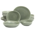 thumbnail image 1 of Gibson Elite Zion Mist 16 Piece Stoneware Reactive Glaze (Service for 4) Ceramic Plates and Bowls Modern Organic Dinnerware Set - Green, 1 of 16