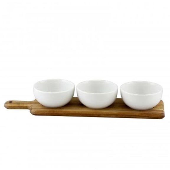 Gibson 116346.04 Gracious Dining Tidbit Bowl Set on Wood Paddle - 3 Piece