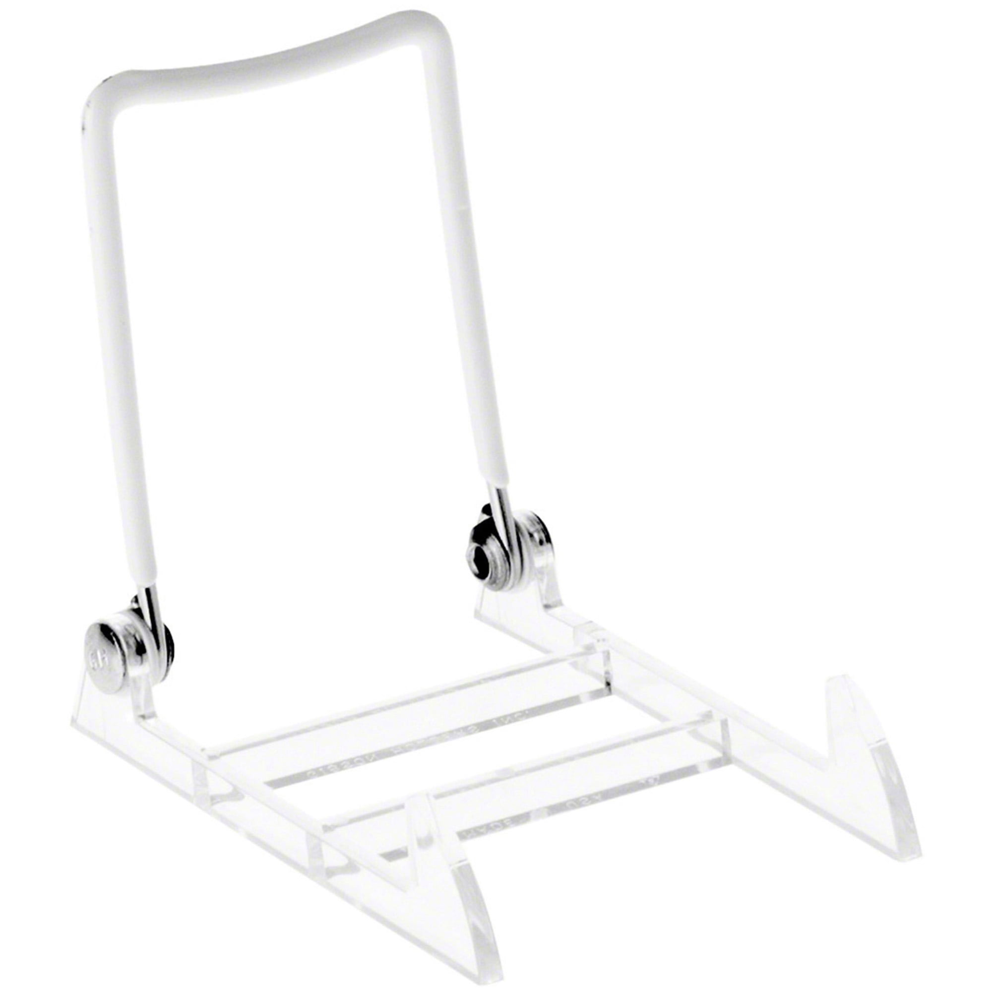Gibson Holders 1PL Adjustable White Wire and Clear Acrylic Display Easel, 2.75" W x 3.75" D x 3.5" H, Pack of 12