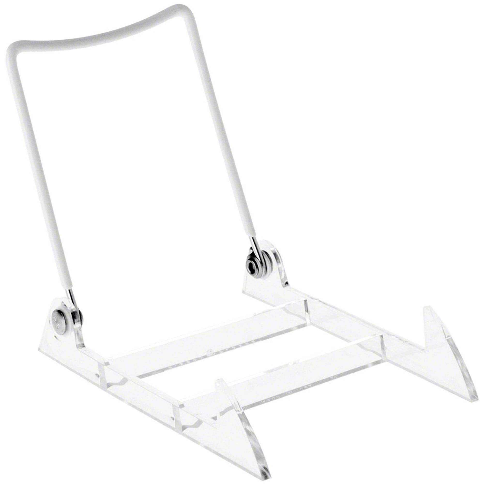 Gibson Holders 2PL Adjustable White Wire and Clear Acrylic Display Easel, 3.875" W x 5.375" D x 4.75" H, Pack of 12
