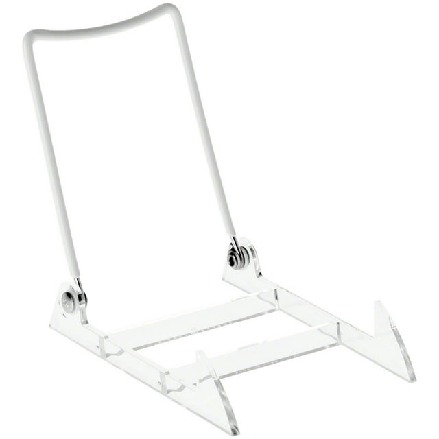 Gibson Holders 3PL Adjustable White Wire and Clear Acrylic Display Easel, 4" W x 5.5" D x 5.5" H, Pack of 2